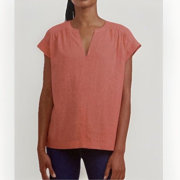 Splendid Linen Blend Tunic Top 177097 Women’s XS Coral Orange Pink NWT - Picture 1 of 11